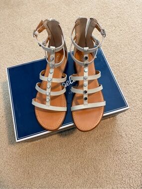 Seychelles White Studded T-Strap Gladiator Sandals